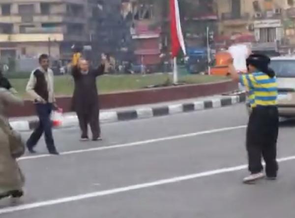 فيديو..سيدة تواجه أنصار السيسي بمفردها بالتحرير