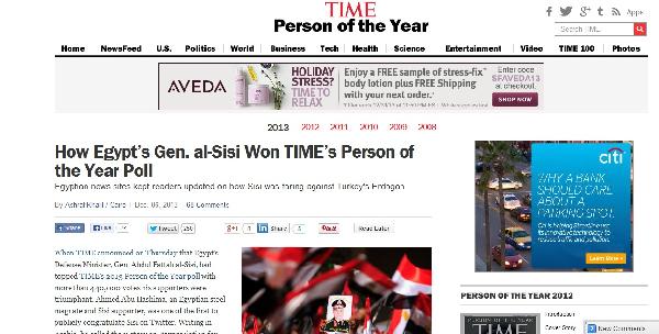 التايم : السيسي لم يفز بشخصية العام والنتيجة يوم 11 ديسمبر