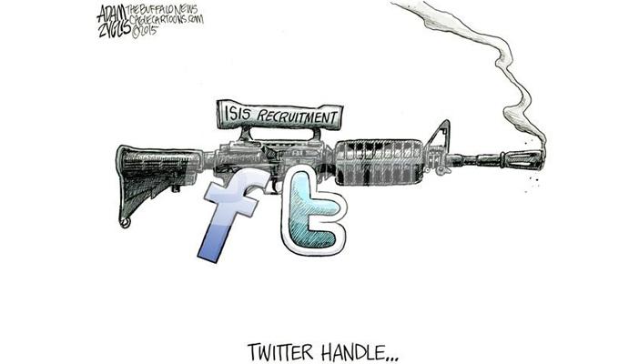 كاريكاتير.. “فيس بوك” و”تويتر” وسيلتان جديدتان لمحاربة تنظيم الدولة